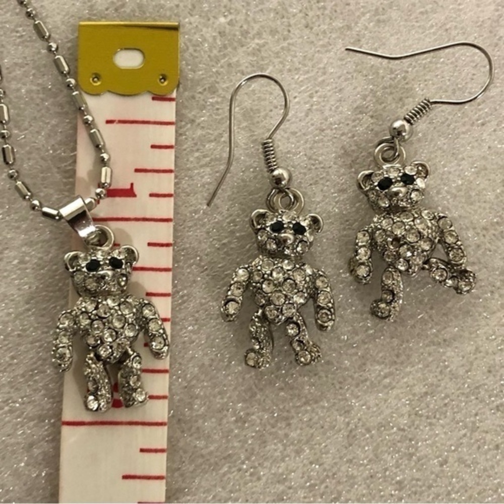 Teddy Bear rhinestones necklace set - Picture 6 of 8